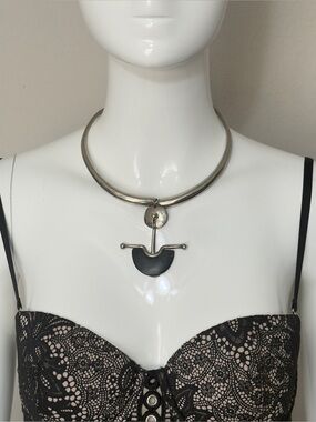 Georg Jensen Inspired Mid Century Modern Brutalist Gothic Choker Cuff Necklace